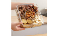 Lightweight Divided Storage Box with Lid Travel-Friendly Compartment Organizer with Handle Reusable Snack Container with Handle Multi-Purpose for Pantry, Refrigerator, Countertop