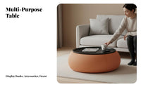 Modern Design Round Storage Coffee Table Minimalist design Round Coffee Table with Storage Italian Inspired Living Room Furniture for Apartment Dwellers, Interior Designers, Homeowners, Small Spaces, Lounge Area, Home Office
