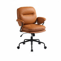 scuffResistant Upholstered rotating Chair Ergonomic Comfort Upholstered Shellspine Task Chair Plush paddinging Office Furniture Rolling Casters for Pet Owners, Home Workers, Teenagers, Study Room, Bedroom, Workspace