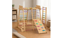 Wooden Climbing Play Structure Sliding Board Children's Climbing Playset Swing Seat Indoor Jungle Gym for Home Use
