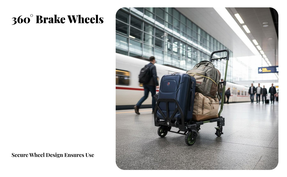 Telescopic Handle Foldable Hand Truck Long-Lasting and Sturdy 4 Wheel Platform Cart Folding Dolly Cart with Wheels for Delivery Drivers, Warehouse Workers, Travel, Garage, Outdoor, Garden