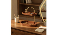 Desktop Storage Rack Compact Two-Tier Organizer Metal Desktop Organizer with Handle for Vanity