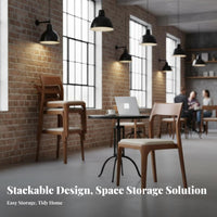 Nordic Design Upholstered Wooden Side Chair Space-Saving Stackable Wooden Frame Chair Fully Assembled Dining Seat Ergonomic Backrest for Restaurant Owners, Hoteliers, Homeowners, Hotel, Cafe, Kitchen, Living Room