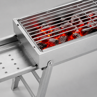 Foldable Charcoal Grill, Portable Camping Grill for 3-7 People, Suitcase Grill with Grill Grate, 88.5x23x29.5cm