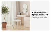 Light Luxury Design arcrear Dressing Chair Ins design Vanity Stool Armless Upholstered Seat Gold-Tone Legs for Makeup lovers, Women, Nail Technicians, Bedroom, Cloakroom, Dorm