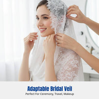 Soft Mesh Semi-Cover Veil, Lace Pattern, Bridal Headpiece, Wedding Ceremony Accessory