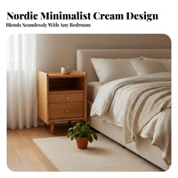 Minimalist Design Nightstand with Drawers Long-Lasting and Sturdy 2-Drawer Wooden Cabinet Polished Rounded Corners Bedside Table Versatile Use for Apartment Dwellers, Homeowners, Adults, Small Areas, Living Room, Hallway