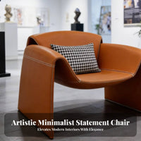 Minimalist Design M-Shaped Armchair Sculptural Form Accent Chair Easy to Maintain Indoor Furniture Ergonomic Design for Interior Designers, Apartment Dwellers, Living Room, Lounge, Reading Nook, Bedroom