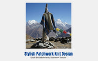 Ethnic Style Knitted Shawl Blanket, Women's Warm Patchwork Cape, Holiday Poncho, Decorative Wrap