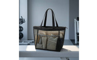 Mesh Tote Bag with Zipper Large Mesh Tote with Pockets Breathable Semi-Transparent for Beach, Pool