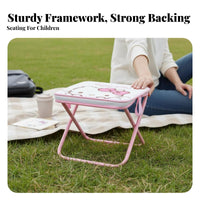 Multifunctional writing Case Chair 2-in-1 Design Multifunctional Stool Bag Cute Cartoon Print Folding Seat for Campers, event& travelers, Camping, trip, School