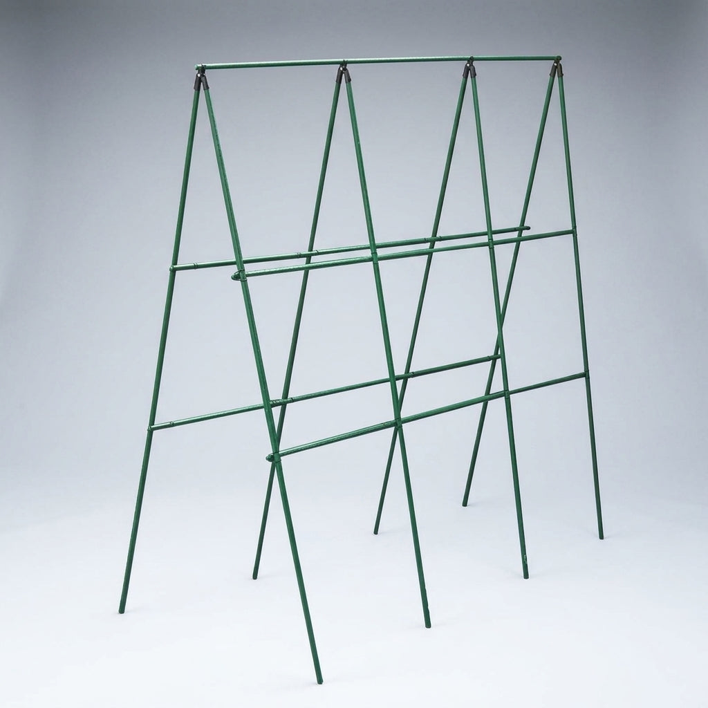 Greenhouse Garden Trellis for Climbing Plants and Raised Bed, Triangular Plant Support for Cucumber, Green PVC Coated Metal Trellis
