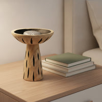 Wooden Pedestal Bowl Handcrafted Wood Display Riser Round rack for Entryway Table, Bookshelf