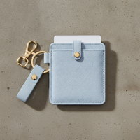 Leather Access Card Holder with Keychain for Elevator and Entry Cards