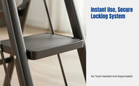 Versatile Step Ladder, Folding, Reinforced Carbon Steel, Indoor Use, Space-Saving