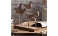 Bird Sculpture with Wooden Base Rustic Tabletop Bird Figurine Vintage-Influenced Ornament for Homeowners, Art Collectors, Entryway Table