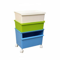 With casters Rolling Organizer container Stackable Design Storage Container Includes Lid adaptable Use for Students, home dwellers, activity area, Bedroom, Study Room, Closet