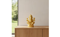 Detailed Ganesha Statue with Pedestal Ornate Ganesha Statue Decorative Elephant God Figurine Carved for Home Altar, Meditation Room, Entryway