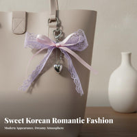 Lace Pearl Bow Keychain Korean Design Lace Bow Keychain DIY Ribbon Pearl for Women, Teenagers, Handbag Decoration, Car Keys, Daily Use