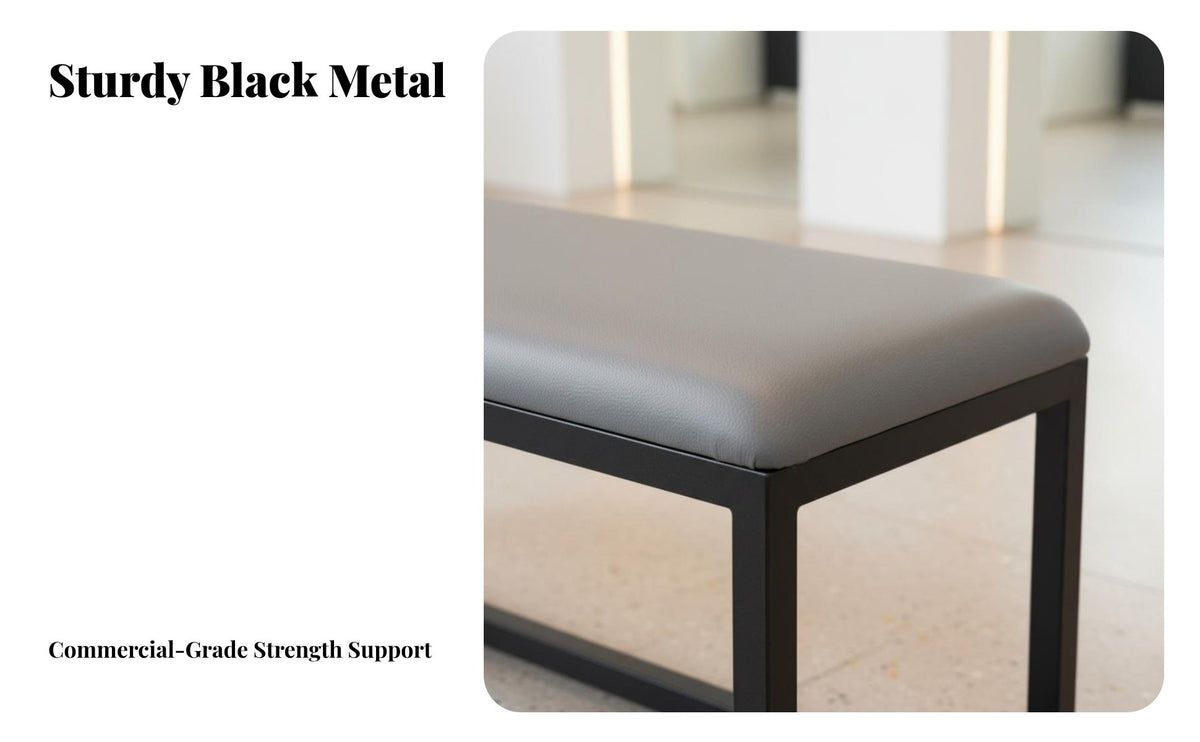 Modern design Upholstered Metal Frame Bench Multi-Purpose End-of-Bed Bench Minimalist Design Long Stool for Business Owners, Interior Designers, Homeowners, Fitting Room, Waiting Area, Entryway, Hallway