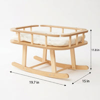 Cat Hammock Rocking Bed for Indoor Cats, Freestanding Wooden Swing and Elevated Raised Pet Furniture with Breathable Material, Sturdy Wood Frame