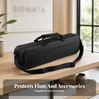 Top Handle Soft Flute Case Detachable Shoulder Strap Flute Case Padded Interior Music Storage Fitted Compartments