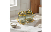 Easy to Clean Decorative Seasoning Jar Set Airtight Seal Clear Seasoning Jars with Tray Exquisite Design for Pantry Organization