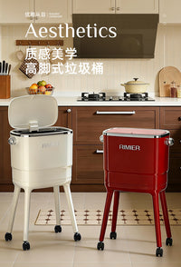 Tall Kitchen Trash Can with Lid and Wheels
