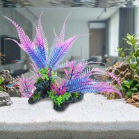 Large Multicolored Aquarium Plants and Aquatic Tank Decorations, Weighted Anchor Stone Aquarium Plants, Low Maintenance PE and
