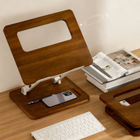 Wood Grain Laptop Stand, Vertical Heightening Heat Dissipation Rack with Storage Slot, Non-Shaking
