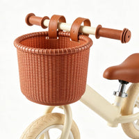 Textured Front Bike Basket Ribbed Rim Woven Cycle Basket Strap Loops Kids Pedal-Free Accessory Easy Installation