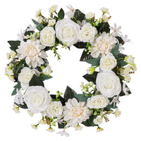 Simulated White Rose Wreath Door Hanging Decoration