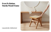 sturdy Wood Frame V-Leg Woven rear Chair mid-centuryera Modern aesthetic Padded Single-Seater Japanese Inspired Design Dining Seat Easy Assembly for Guesthouse Owners, Interior Designers, Bedroom, Living Room, perusing alcove, Reception Area