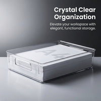 Acrylic File Holder for Desk Storage, Vertical Desktop Organizer for Paper Filing, A4 Document for Study Room and Office