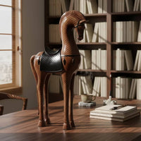 Horse Figurine with Pedestal Decorative Horse Figurine Minimalist Sculpture for Living Room, Office, Study