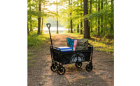 Large Capacity Collapsible Utility Wagon Heavy Duty Foldable Wagon Multifunctional for Campers, Gardeners, Shopping, Garden, Beach