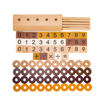 Arithmetic Symbols Montessori Number Toy Wooden Number Counter Wooden Math Board Hand-Eye Coordination for Preschoolers, Young Children