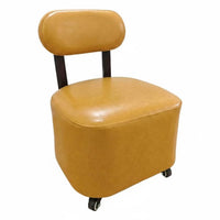Easy to Move Upholstered Caster Seat with Backrest Quiet Wheels Sleek Design Padded Stool with Backrest 360° Swivel Mobile Seating Ergonomic Design for Children, Homeowners, Living Room, Bedroom, Playroom, Library