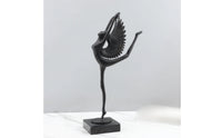 Winged Dancer Statue Black Ballet Dancer Figurine Table Display Tabletop Sculpture for Shelf
