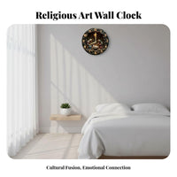Silent Movement Round Decorative Clock Non-Ticking Farmhouse Design Clock Drill-Effortless Installation for Christians, Bedroom, Living Room