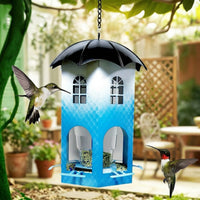 Hummingbird Feeder Hanging Feeder with 4 Ports, Metal Multi-Tiered Roof Bird Feeding Station, Garden Decor Feeder Feeding for Patio and Balcony