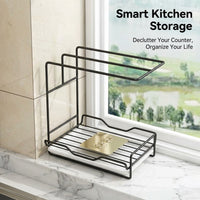 Sink Dish Cloth Holder and Hanging Rack for Kitchen Organization, Wall Mounted Rectangular Organizer with Water Tray