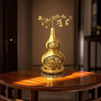 Brass Gourd Statue Feng Shui Gourd Ornament Chinese Desktop Decoration for Living Room