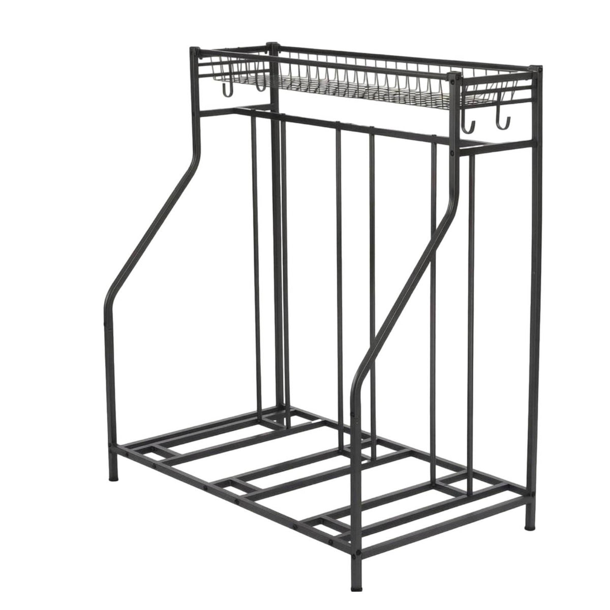 Metal Freestanding Bike Organizer Black Cycle Storage Rack Indoor Floor Bike Rack Wire Basket for Garage, Basement