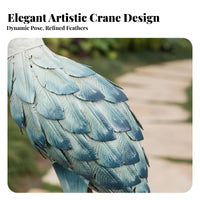 Iron Crane Statue Retro Design Metal Crane Statue Oversized Avian Yard Art Lifelike Design Metal Elegant Waterfowl Garden
