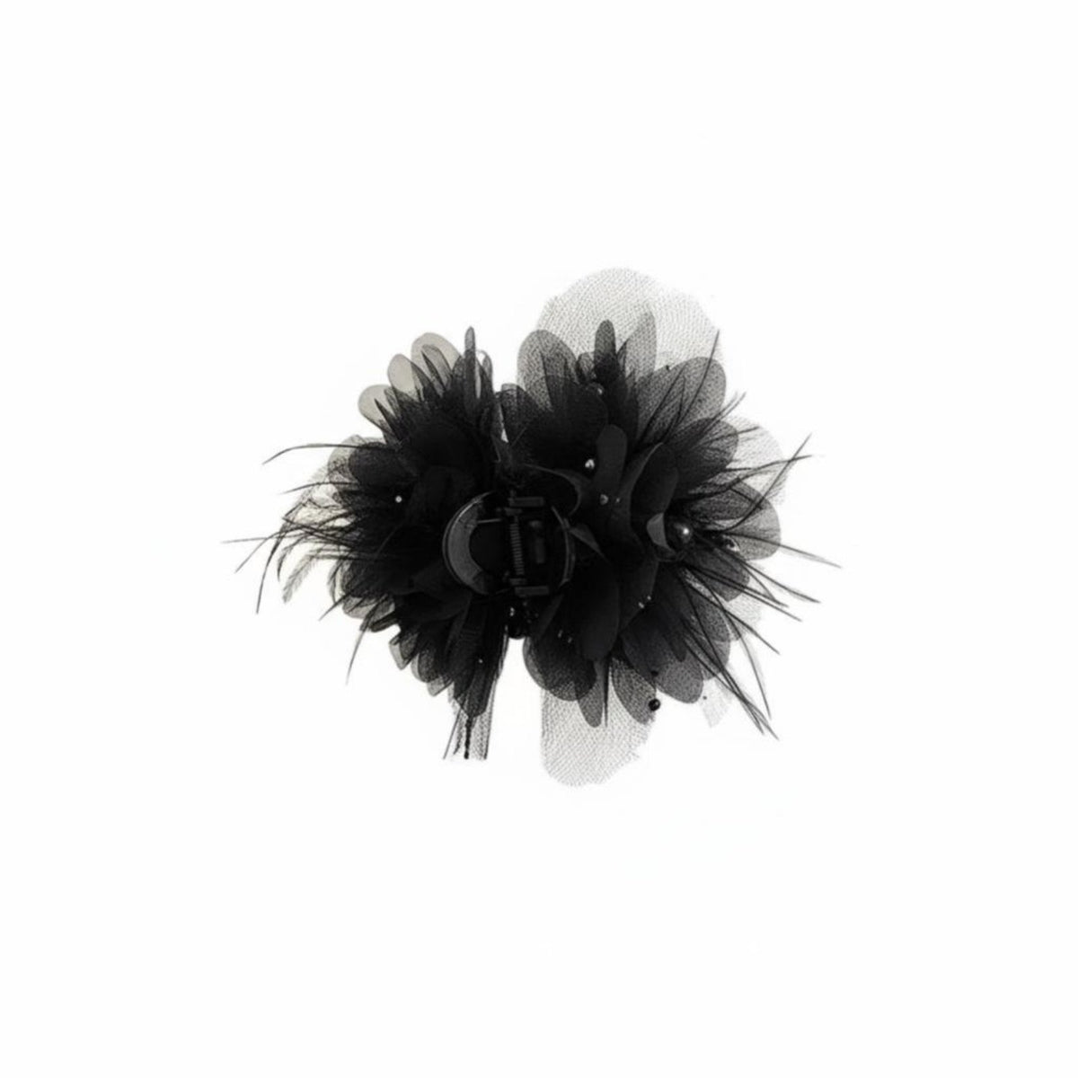 Peony Flower Feather Hair Grip Bun Fastener, Elegant High-End Fashion Accessory