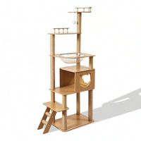 Feline Activity Center with Transparent Bowl Multi Level Cat Tree for Apartment