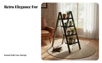 Folding Step Ladder Foldable Design Retro Design Step Stool Lightweight Decorative Ladder Shelf for Homeowners, DIY Enthusiasts, Home, Kitchen