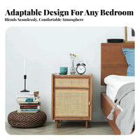 Japanese-Inspired Design Woven Door End Table Minimalist visual & design highlight Cabinet with Legs Space-Saving Nightstand adaptable for Apartment Dwellers, property owners, Students, Small areas, Living Room, Home Office, Entryway