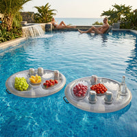 Long-Lasting Floating Tray with Cup Holders Compact Inflatable Tray with Handles Easy to Clean Inflatable Drink Holder Fun for Adults